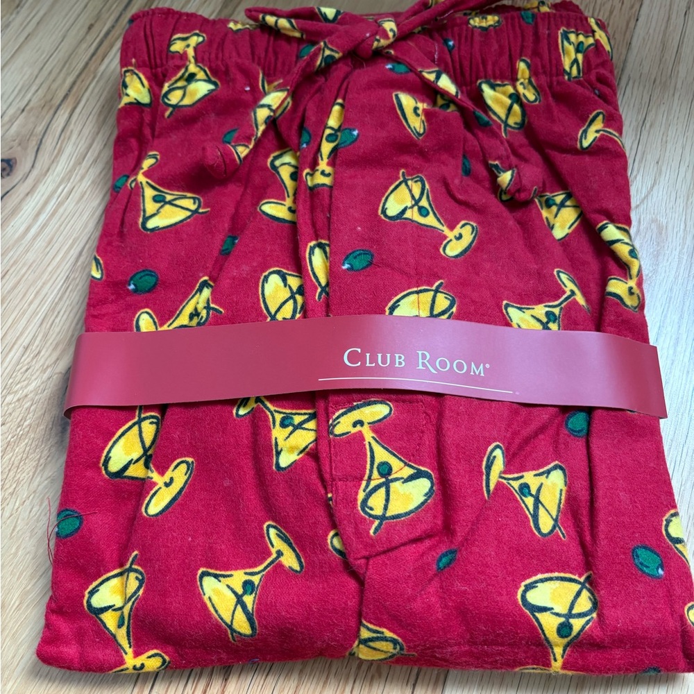Club Room Flannel Red Pajama Pants w/ Yellow Martini Glasses with Green Olives 🍸